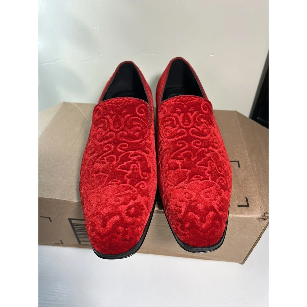 Stacy Adams Mens Red Velvet Party Tuxedo Shoes Size 8